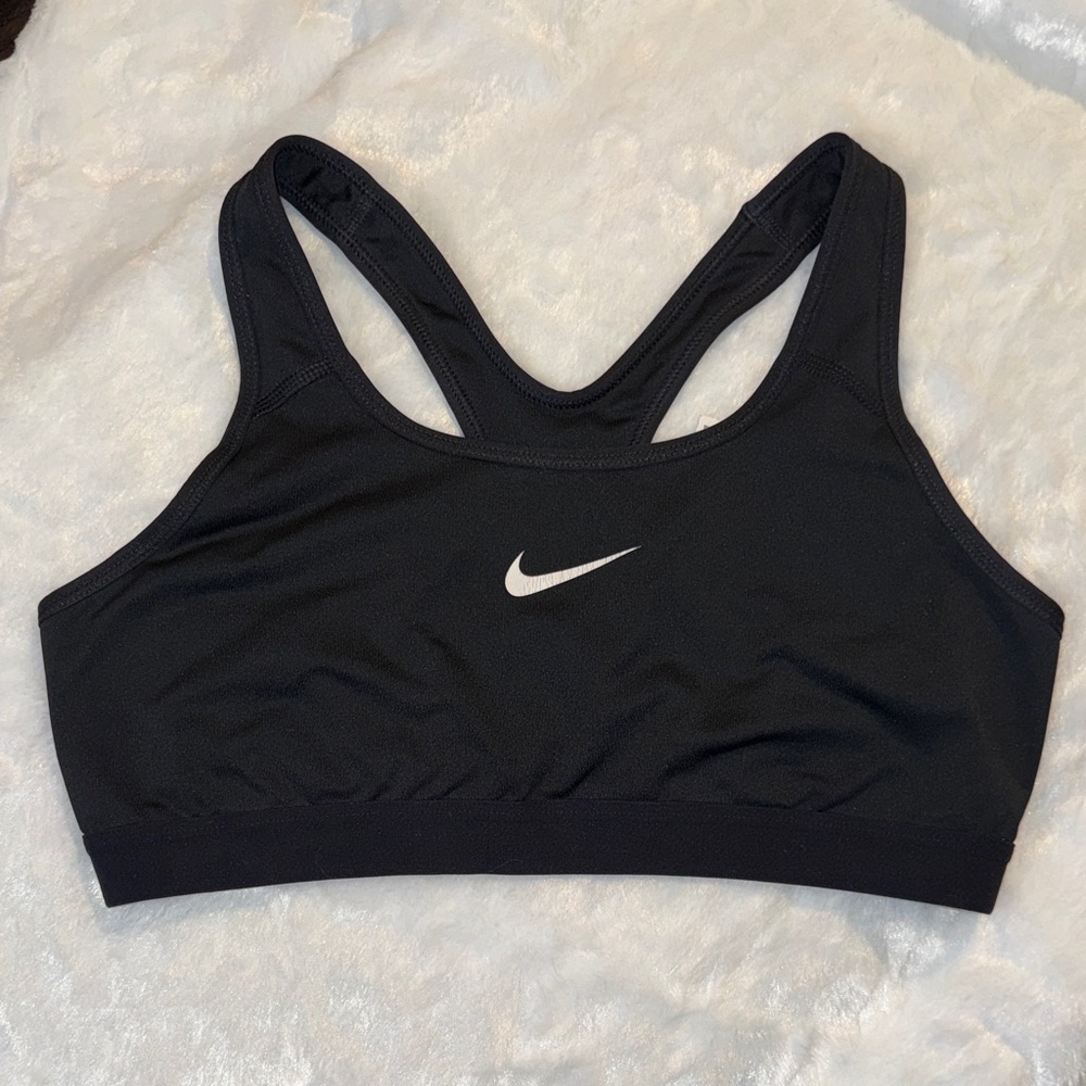 Nike Women's Black Sports Bra with White Logo